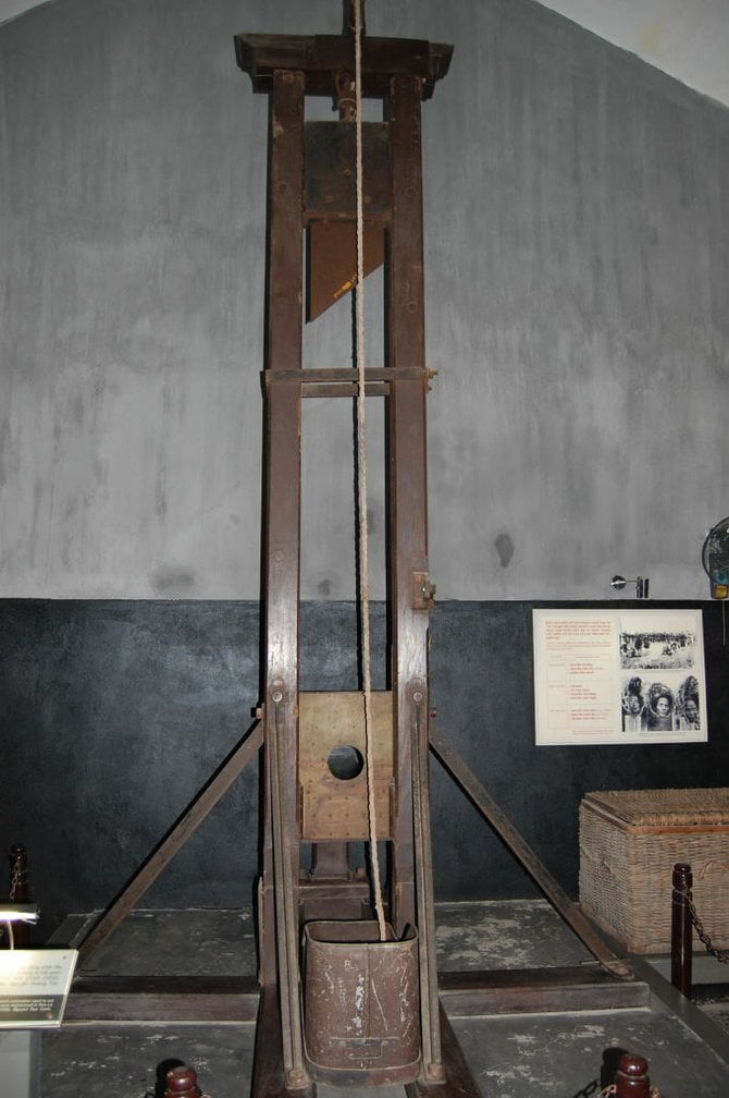 A guillotine used by the French against political prisoners at the Hanoi Hilton.