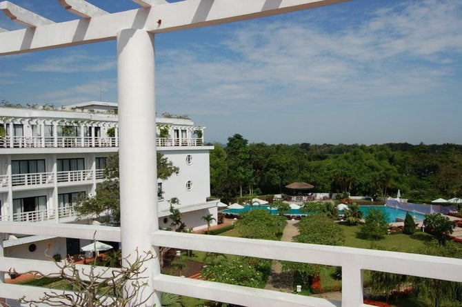 A room with a view: The vista from my verandah at Huế's five star La Residence, where French governor-generals had resided during the colonial era.