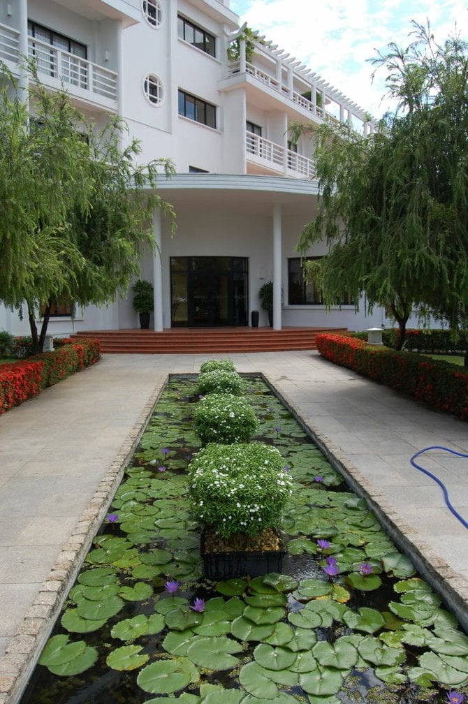 A water lily pond at Huế's La Résidence, where French governor-generals once presided over Paris' Indochinese empire.