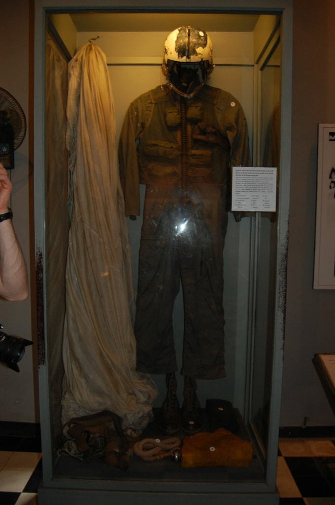 Former pilot now Senator John McCain's flight suit is on display at the Hanoi Hilton, where he was a POW.