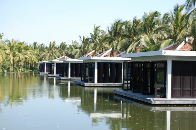The spa lake at the luxurious Nam Hai.