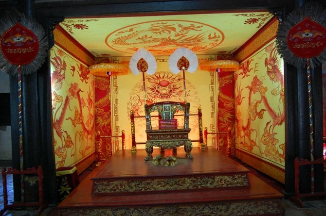 What appears to be a throne room at Tu Duc Tomb, near Huế. 