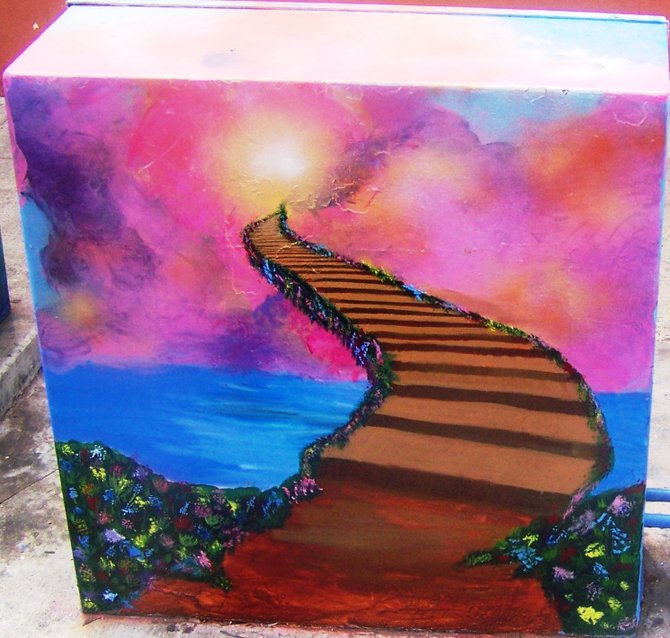 Stairways to Heaven was painted by 14 year old Kiara T. and 14 year old Stefany J.