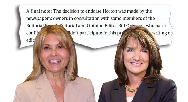U-T San Diego threw its weight, and Papa Doug’s money, behind Shirley Horton (left) while disparaging her opponent Diane Harkey (right).