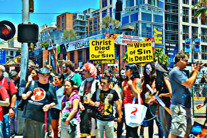 A chaos of costumes, and Christians, at Comic Con