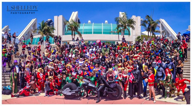 Epic shot of DC Superhero Photoshoot @ San Diego Convention Center - Comic Con 2014