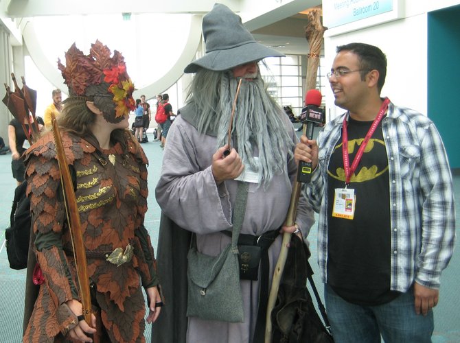 cosplayers being interviewed