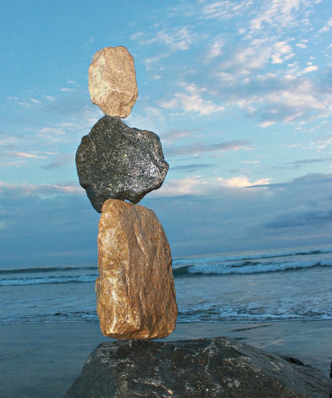 The rock woman waiting for her lover from the sea to come back to her.  So many times we wait and wait for our loved ones to come home from work or from the neighborhood store.  This rock art was created at the Oceanside Pier last month by a gentleman named Mike towards the evening.  I watched him hunt for the right rock and then he balanced them one by one.  I never knew that a rock of any size or weight could be transformed into such beautiful art.  
"it's a Vilma!"