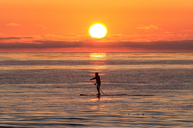 A lone paddle boarder at Windansea Beach in La Jolla.