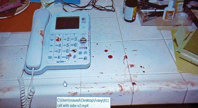 Kitchen phone spattered with blood
