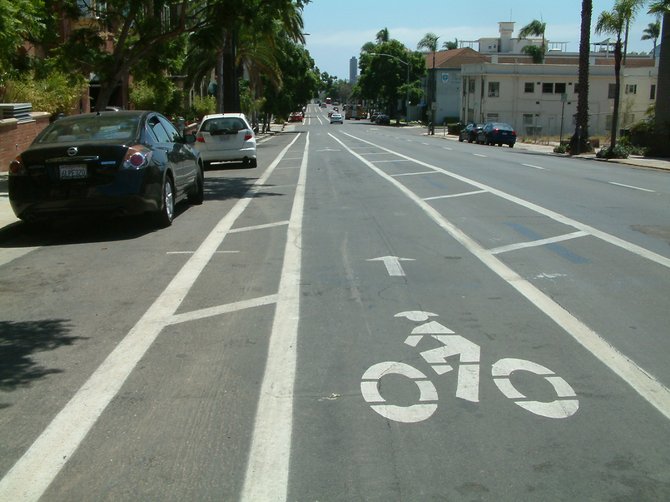 Bike Lane on 4th Ave. and Laurel looking south. 