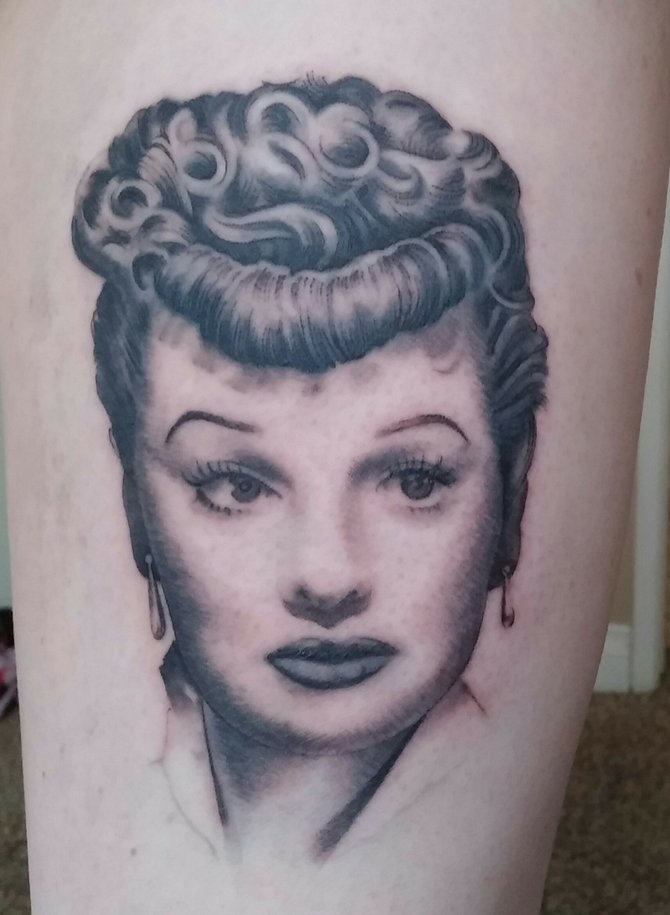 I grew up watching reruns of "I Love Lucy" she was a pioneer for women and a fantastic comedian. It was done by Doug at Frontline Tattoo in Vista. 