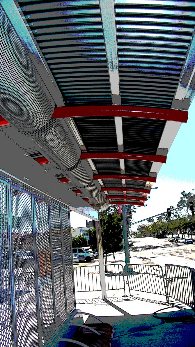 This is one of the new streamlined MTS bus shelters on El Cajon Blvd. in North Park. They're for a new express bus.