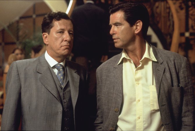 The tailor of Panama (Geoffrey Rush) and James Bond's schmucky nephew, Andy Osnard.