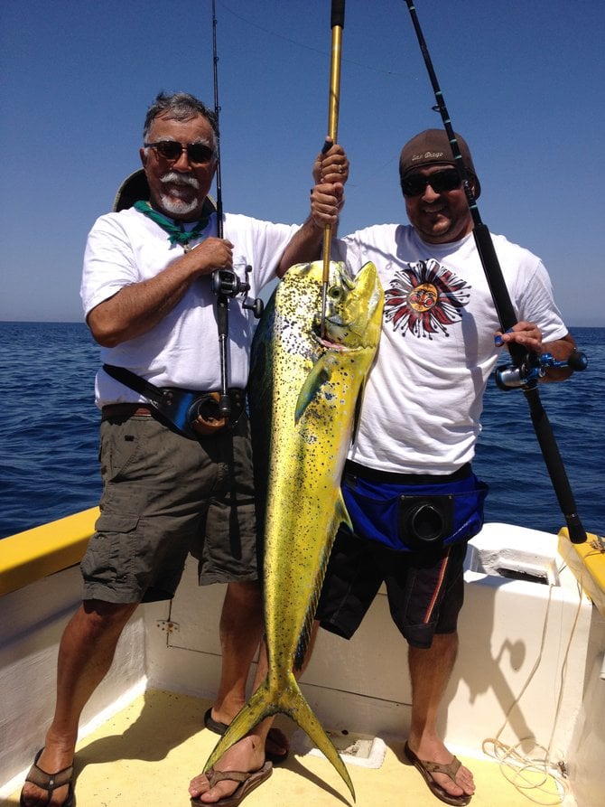 I took my son, Gabe, fishing in La Paz, BCS, for a 40th birthday present. He and i hooked this dorado on our last two caballito baits. We fished from a panga with Tailhunter International.