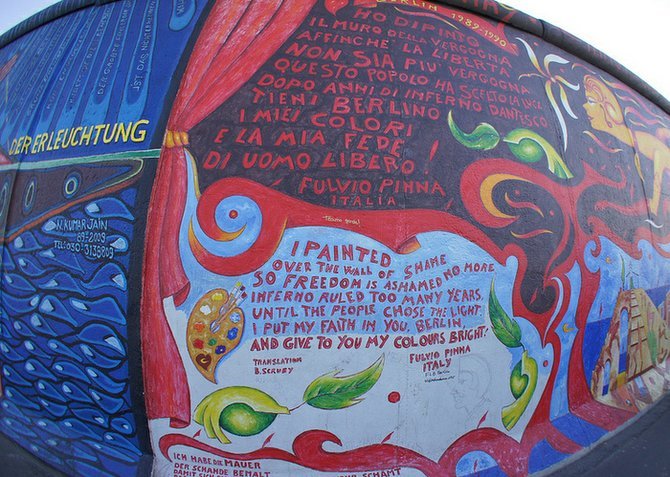 East Side Gallery, a mural-covered section of the Berlin Wall. 