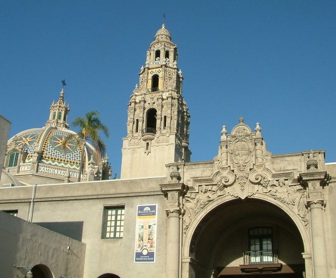 California Tower (center) view from West Entrance.