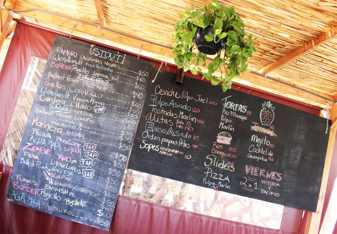The beer board at Cerveceria del Valle in Valle de Guadalupe