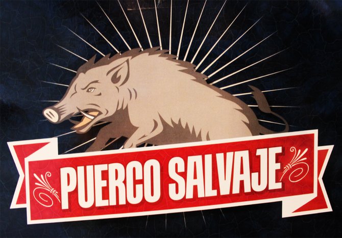 The logo for Baja craft brewery, Puerco Salvaje, which translates to "wild boar"