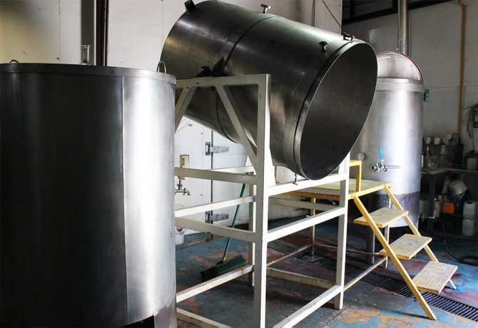 The brewhouse, including a specially designed mash tun, at Tres B in Mexicali