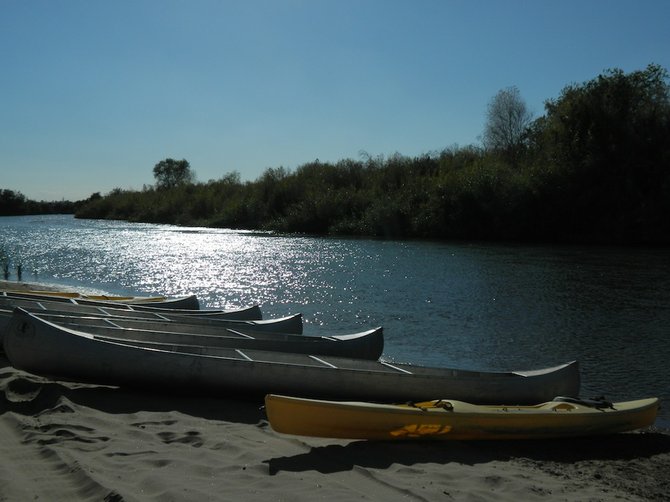 Kayaks on the Colorado River. 