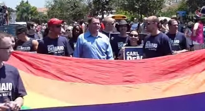 Image from Youtube Video of Carl DeMaio alongside Johnathan Hale at Pride Parade. http://www.youtube.com/watch?v=tKrA0zBrifI