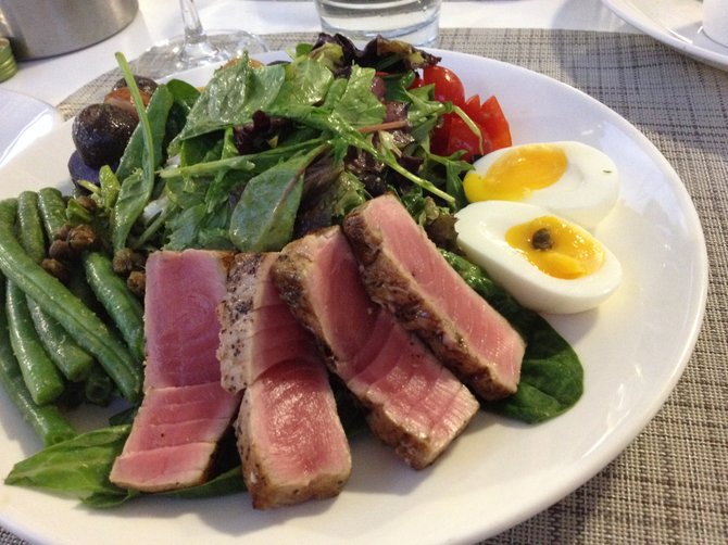 Nicoise salad with seared tuna. 