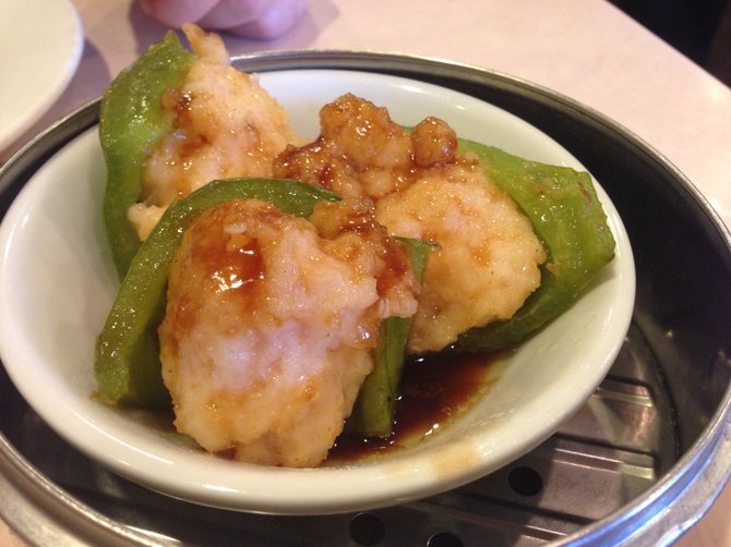 Bell pepper stuffed with shrimp and pork