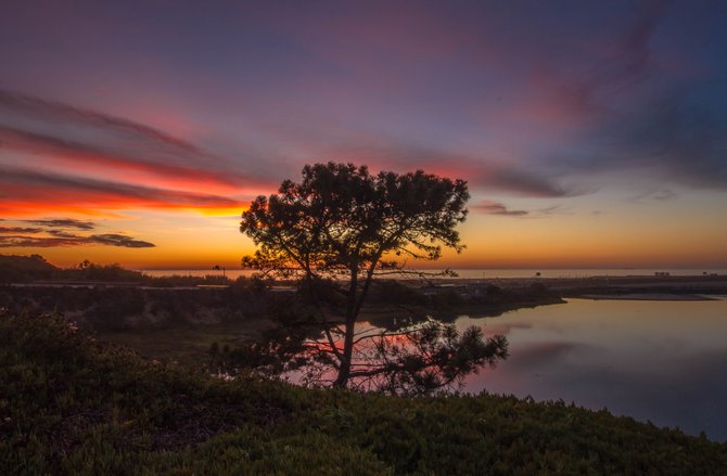 Colorful sunset taken from Leucadia, California