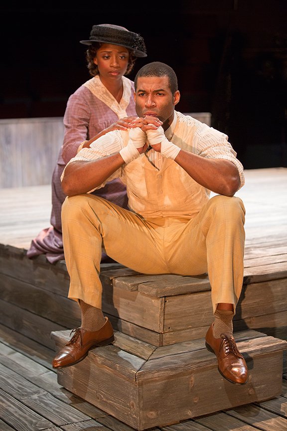 Montego Glover as Nina and Robert Christopher Riley as Jay in Marco Ramirez's The Royale.