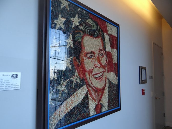 Ronald Reagan jelly bean mosaic by Peter Rocha