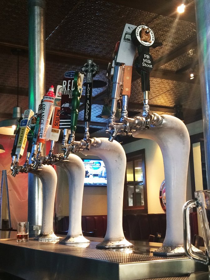 One of the new, icy tap towers at Phil's BBQ's recently remodeled bar in San Marcos