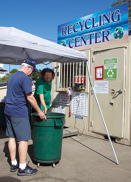 The four-month-old recycling center in the Stump’s parking lot is mandated by state law to be there.