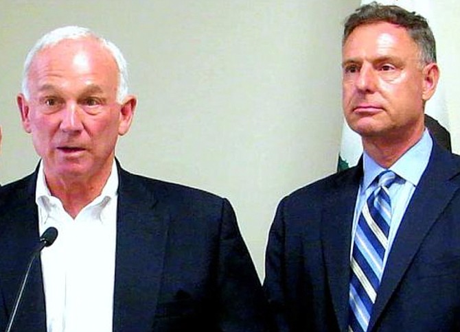 Jerry Sanders and Scott Peters at a Biocom event