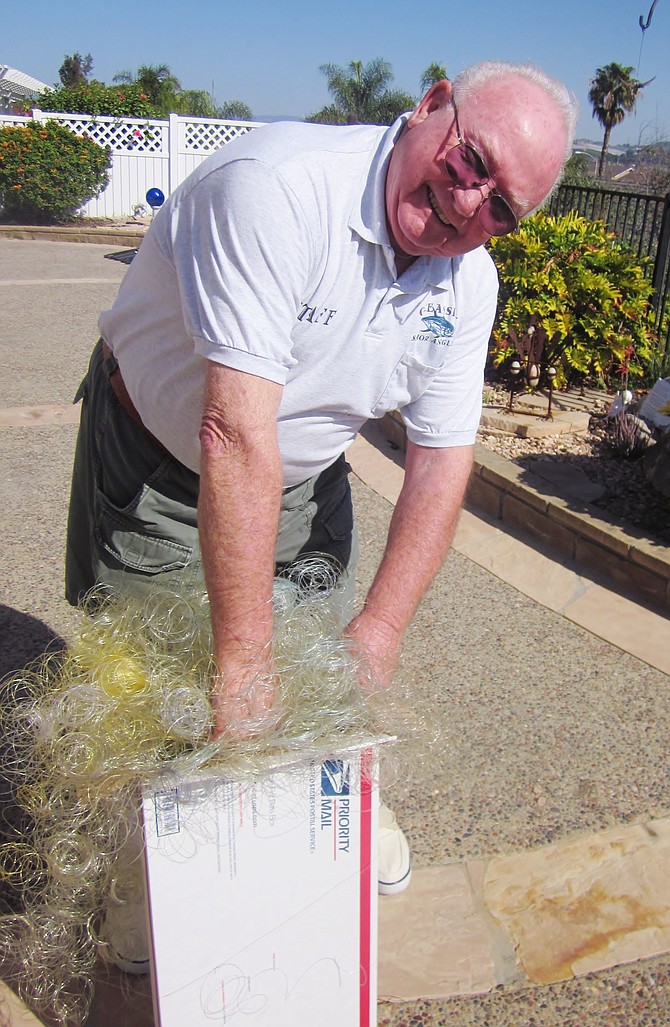Oceanside Senior Anglers member Lee Wood sent 20 miles of old fishing line for recycling. 
