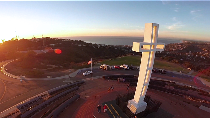 It's all about perspective with this shot of Mt. Soledad at Sunset.