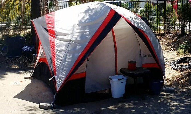 Until recently, Saska was living in this tent