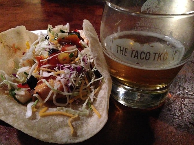 Taco TKO fish taco and craft beer. Taco offered by 2011 winner PB Fish House.