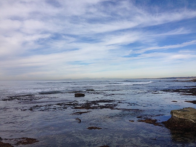 Looking north toward Camp Pendleton, from an area south of Children's Pool area.  La Jolla, California.  November 18th, 2014.  