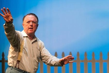 Tom Stephenson as Joe Keller in Intrepid Shakespeare Company's production of All My Sons, 2014.