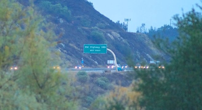The collision was near the Old Hwy 395 exit on freeway 15. Photo by Weatherston