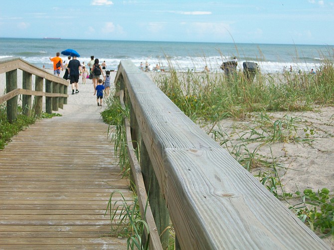 Boardwalk to beach in Cocoa Beach. Florida.