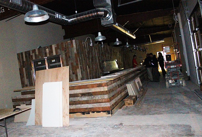 The under-construction North Park tasting room and kitchen from Rip Current Brewing Company