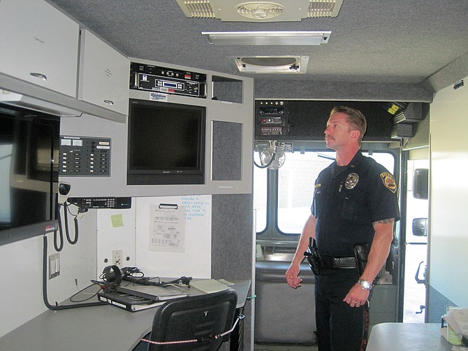 Lt. Chad Bell inside the old van