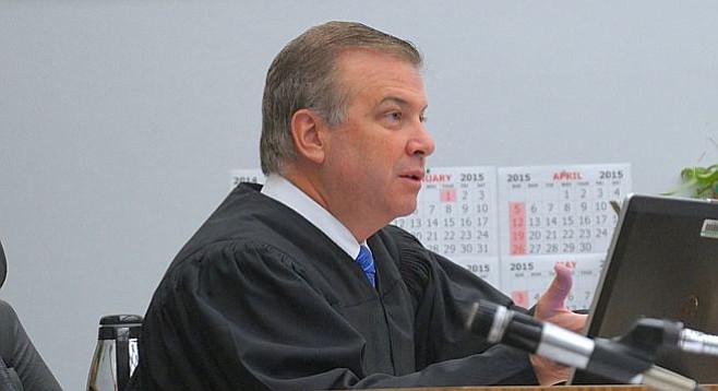 Judge Blaine Bowman at sentencing today. Photo by Eva