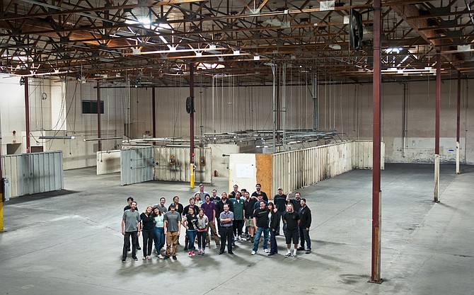 The interior of AleSmith's upcoming facility in Miramar, with the full crew.