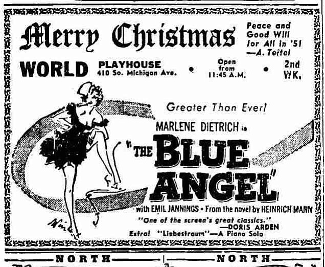 Peace and good will for all...except maybe that poor, sexually tormented Prof. Unrat. The Chicago Tribune, Christmas Day, 1950.