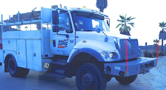 Versteegh is allegedly upset w SDG&E trucks and workers. Photo by Weatherston