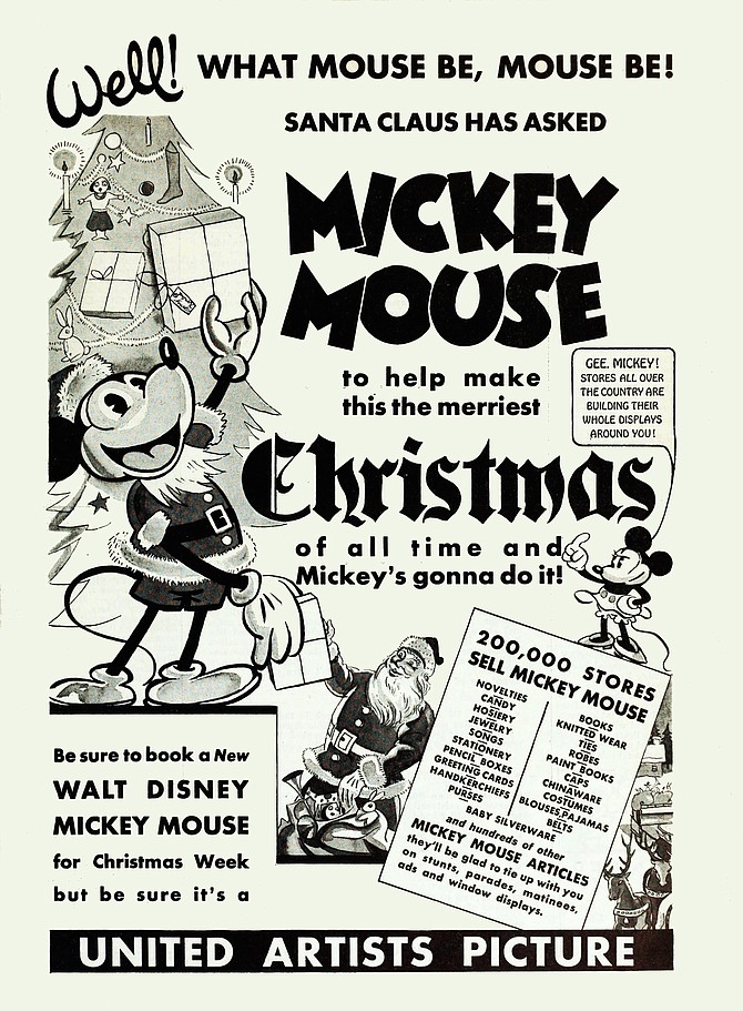 For those who thought merchandising began with Star Wars, guess again. Not long after his debut in 1919, cartoon's earliest superstar, Felix the Cat, was the first character given their own line of merchandising. By the time this ad ran in the November 11, 1932 edition of Film Daily, Mickey had all but eclipsed Felix's fame leaving Uncle Walt no choice but to put out a line of Chinaware and rodent nylons. 