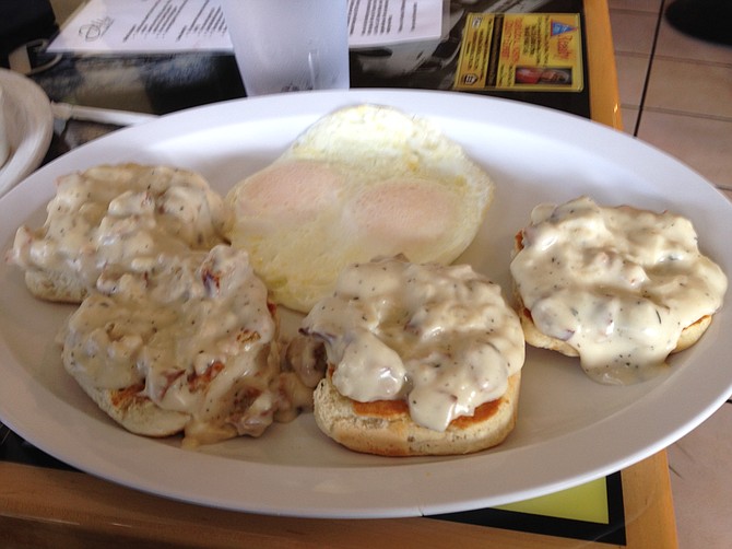 No one ever said biscuits and gravy looked good. Biscuits & Gravy. Curbside Café.